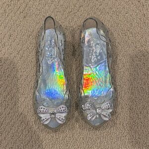 Disney Silver Glitter Bow Kids Dress Shoes